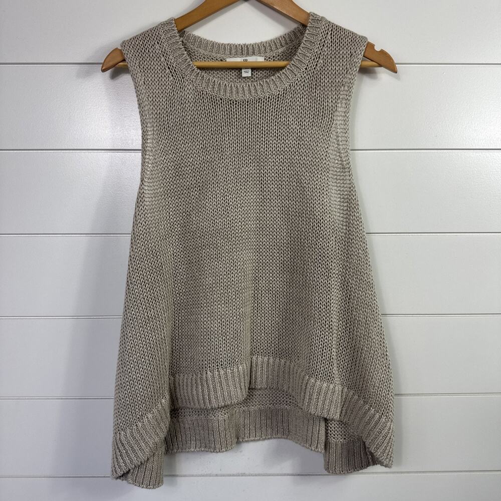 Banana Republic Heirloom Linen Sweater Tank Sleeveless Khaki Beige sz XL